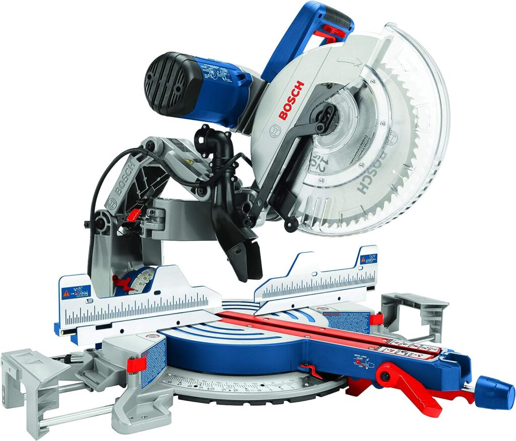 BOSCH GCM12SD 15 Amp 12 Inch Corded Dual-Bevel Sliding Glide Miter Saw with 60 Tooth Saw Blade