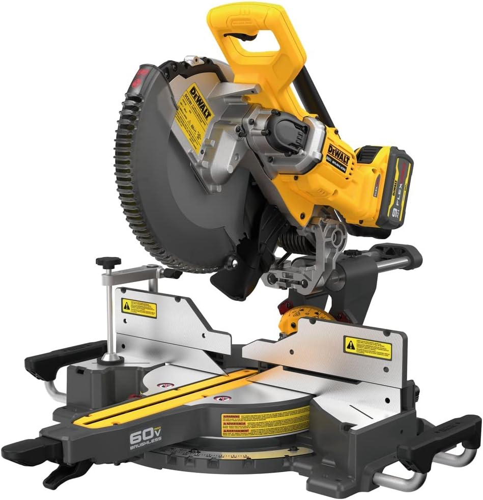 Dewalt DCS781X1 60V MAX Brushless Lithium-Ion 12 in. Cordless Double Bevel Sliding Miter Saw Kit (9 Ah)