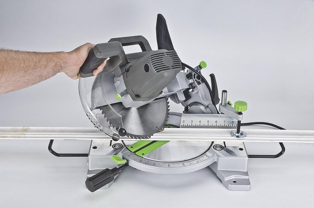 Genesis GMS1015LC 15-Amp 10-Inch Compound Miter Saw with Laser Guide and 9 Positive Miter Stops , Gray