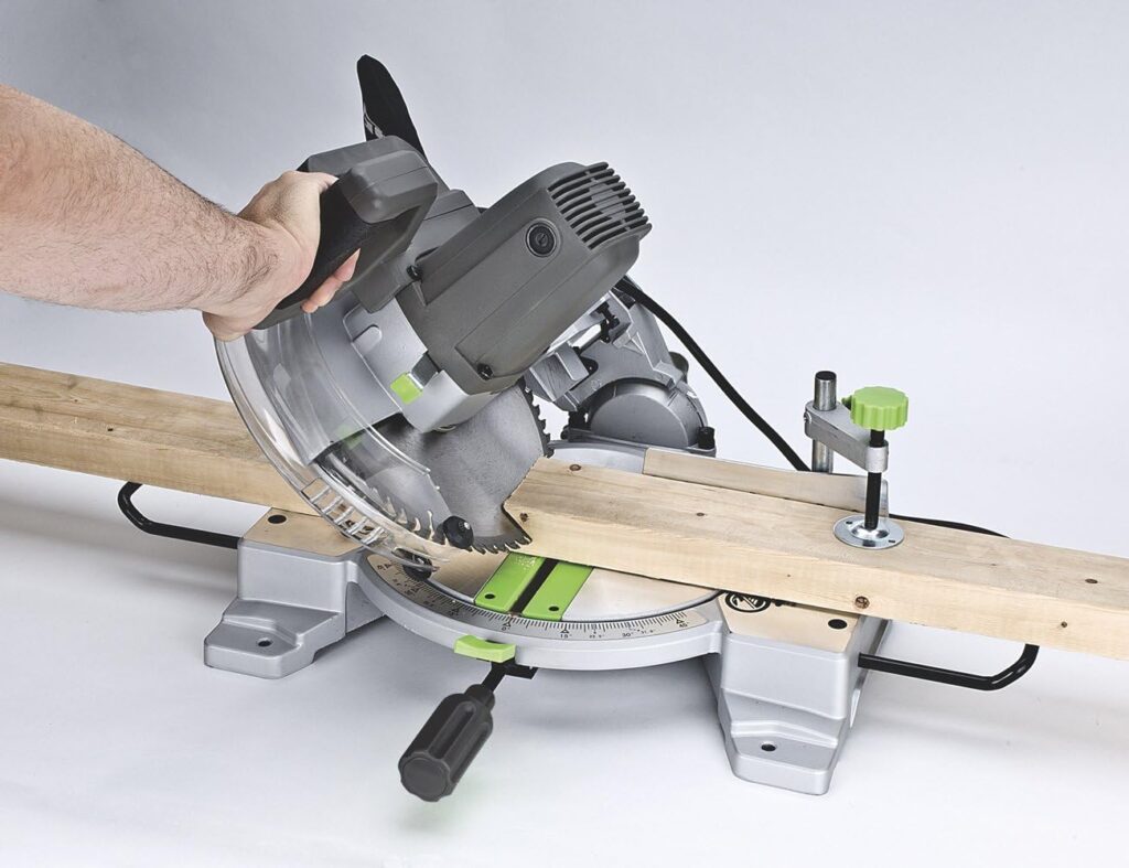 Genesis GMS1015LC 15-Amp 10-Inch Compound Miter Saw with Laser Guide and 9 Positive Miter Stops , Gray