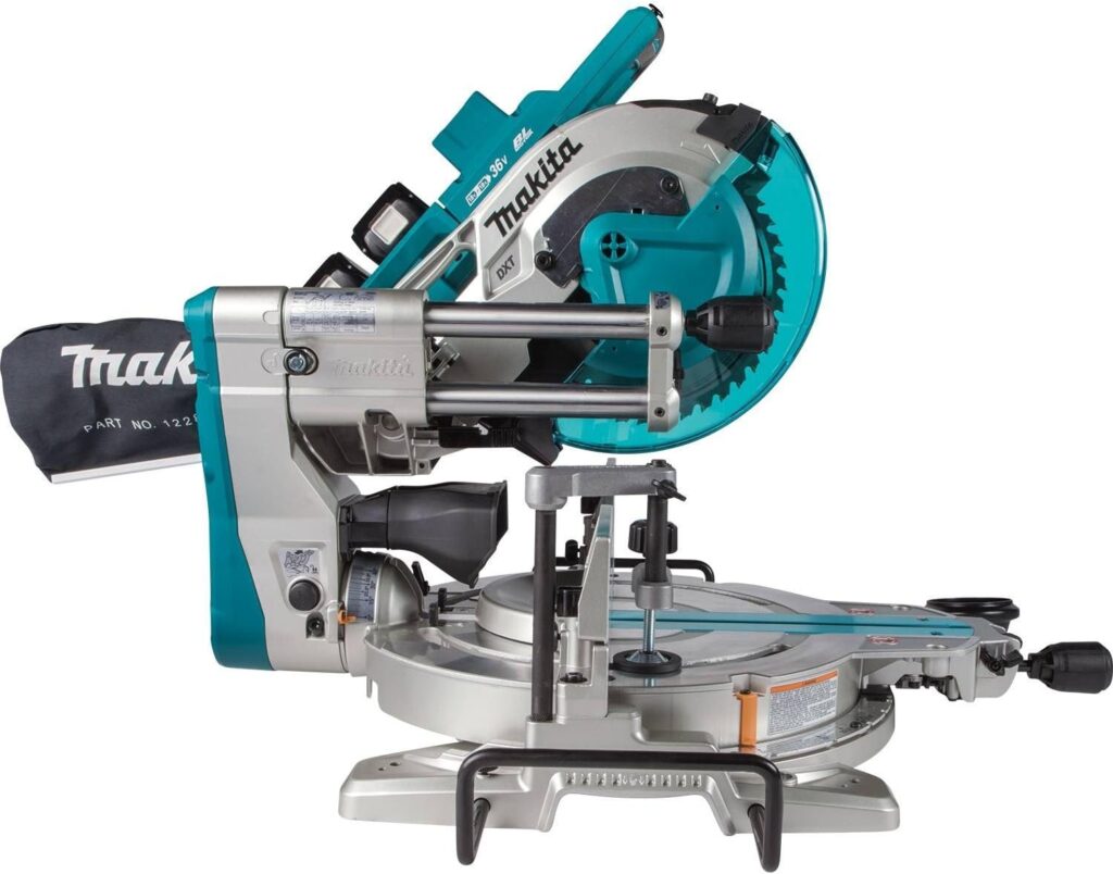 Makita XSL06PT 18V x2 LXT Lithium-Ion (36V) Brushless Cordless 10 Dual-Bevel Sliding Compound Miter Saw with Laser Kit (5.0Ah)