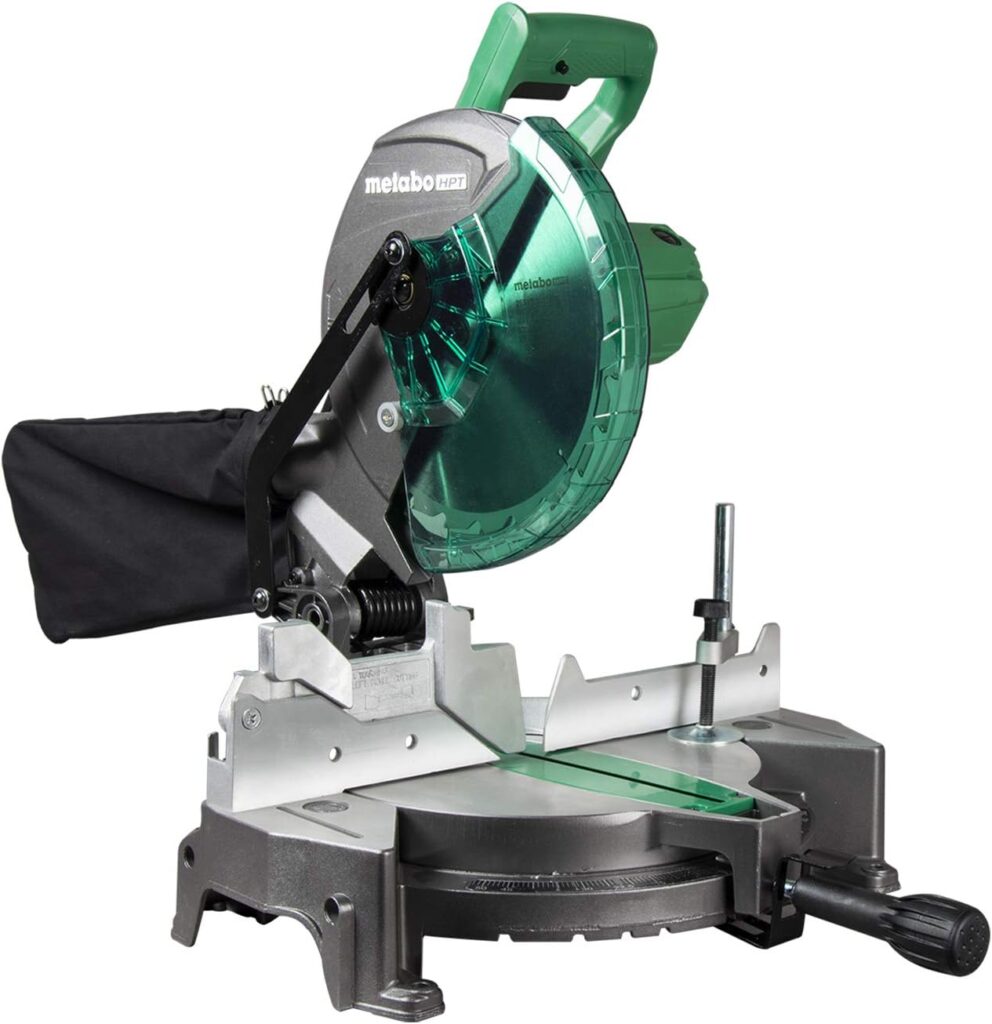 Metabo HPT 10-Inch Compound Miter Saw | 0-52 Degrees Miter Cutting Range (Left/Right) | 0-45 Degrees Bevel Cutting Range (Left) | 15-Amp Motor | Includes 10-Inch 24T TCT Saw Blade | C10FCGS