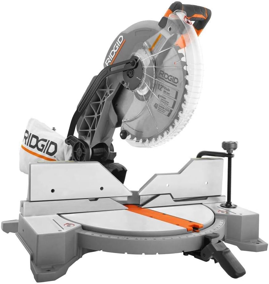 RIDGID 15 Amp Corded 12 in. Dual Bevel Miter Saw with LED (Renewed)